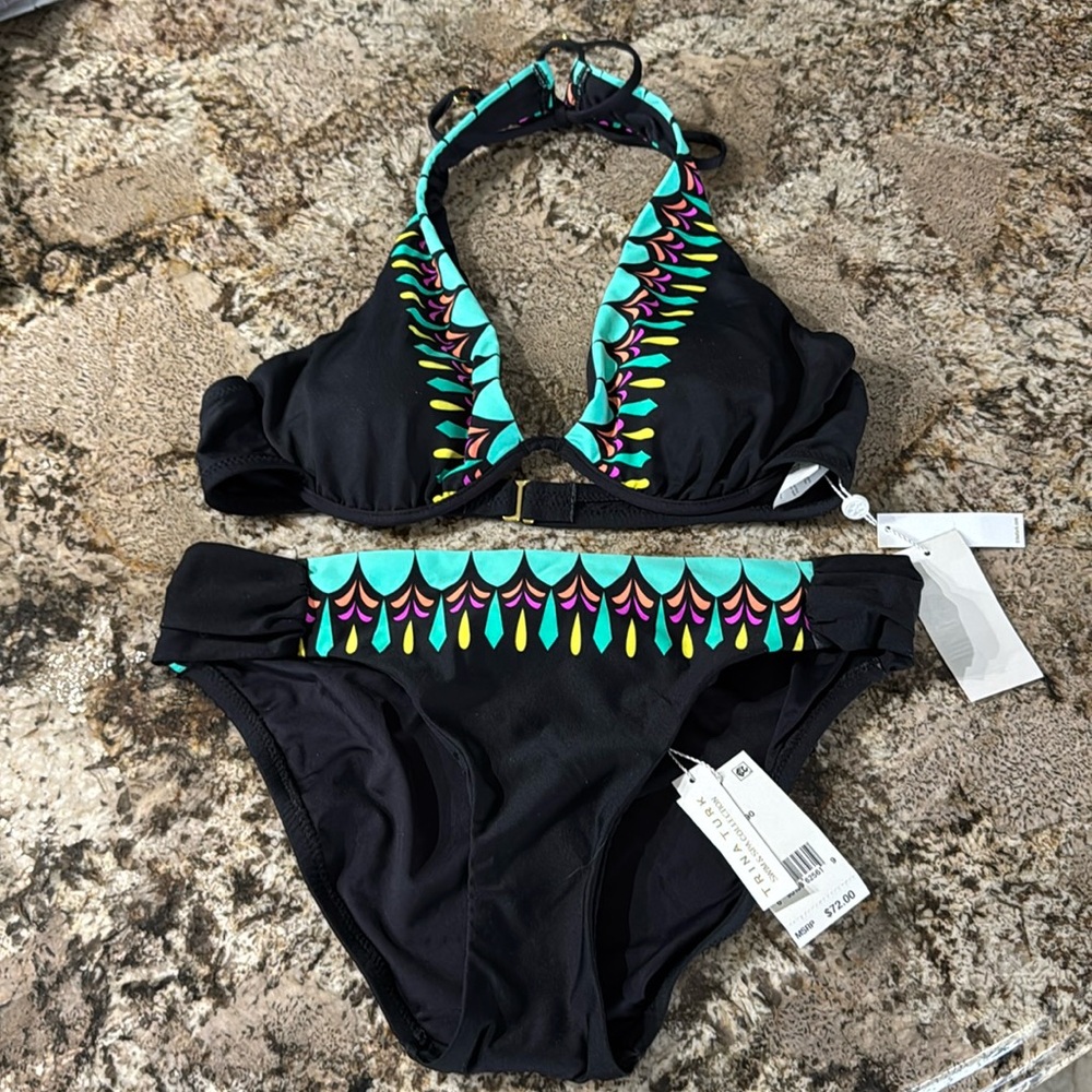 Trina Turk 2-pc black swimsuit, size 8, NWT. - Picture 1 of 5
